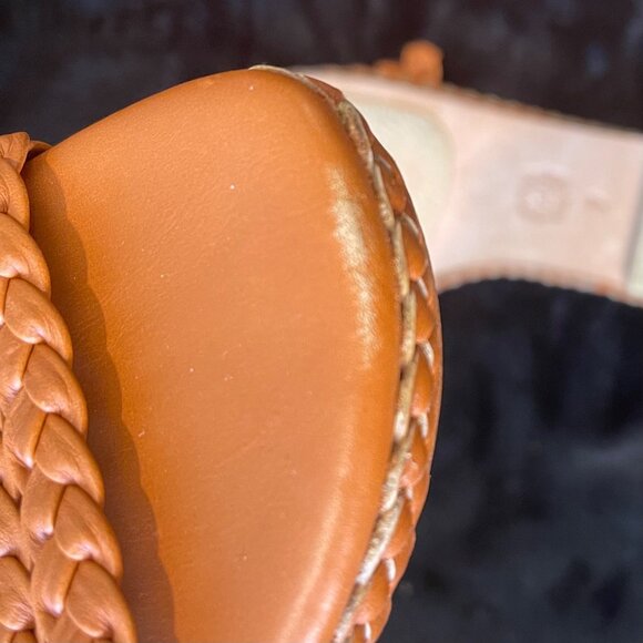 ELF Iris Women’s Tan Braided Leather Sandals Size 7 Handmade Slip-On Flats - Picture 5 of 5